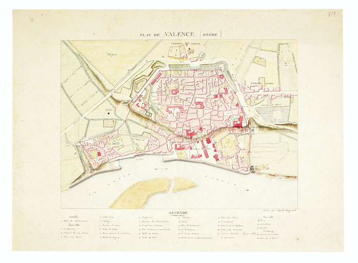 Plan de Valence (Drôme).. PAIGNARD (Léopold). MANUSCRIT.