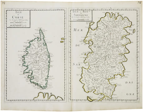  [CORSE & SARDAIGNE] Isle de Corse - Isle et Royme de Sardaigne.. SANSON d'ABBEVILLE (Nicolas).