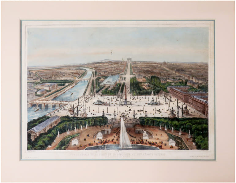  [PLACE de la CONCORDE] Vue g&eacute;n&eacute;rale de la place de la Concorde et des Champs &Eacute;lys&eacute;es prise du grand bassin du Jardin des Tuilleries.. CHAPUY ...
