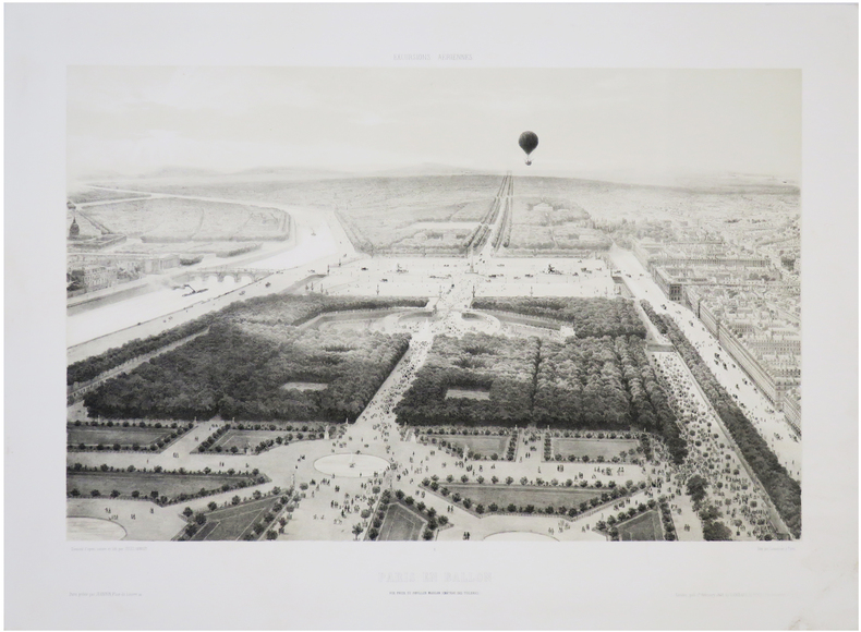  Excursions aériennes. Paris en ballon. Vue prise du Pavillon Marsan (Château des Tuileries).. ARNOUT (Louis Jules).