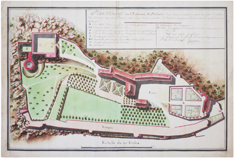  [CALVADOS] Plan général du château de Falaise, dans lequel on avait proposé en 1792 de placer non seulement la maison d'arrêt, mais encore ...