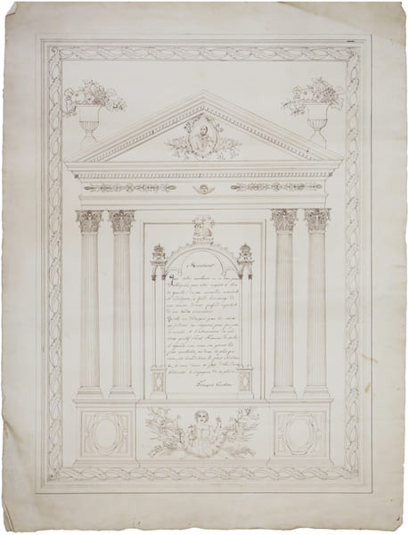  [Page de d&eacute;dicace dans un encadrement architectural].. CROCHON (Fran&ccedil;ois).