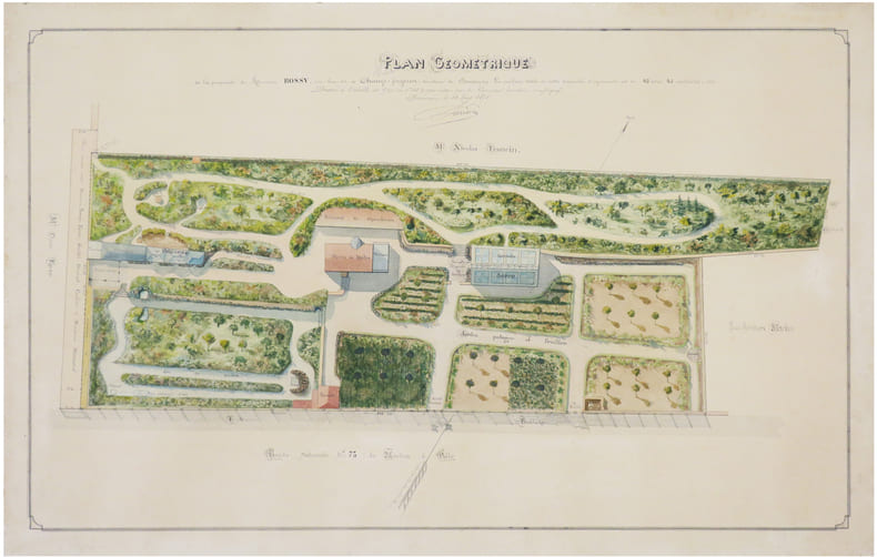  [DOUBS] Plan g&eacute;om&eacute;trique de la propri&eacute;t&eacute; de Monsieur Bossy, sise lieu-dit &agrave; Champ-Forgeron, territoire de Besan&ccedil;on.. SARRAZIN (E. C.).