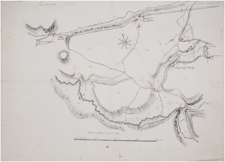  [AUVERGNE] Plan de la route de Thiers &agrave; Lion [?].. [ANONYME].