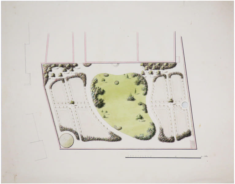  Plan d'am&eacute;nagement d'un jardin en terrasse.. [ANONYME].