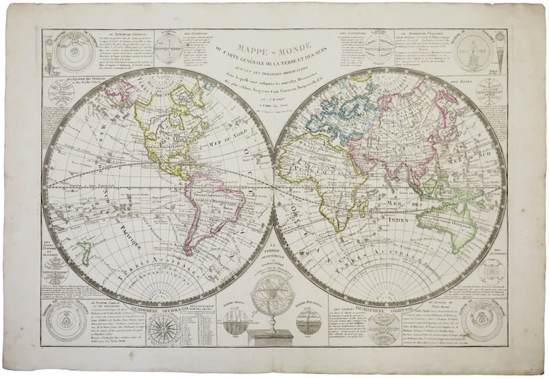  Mappe-monde ou carte g&eacute;n&eacute;rale de la terre et des mers.. NOLIN (Jean-Baptiste).