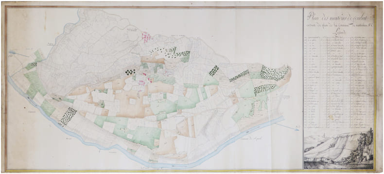  [ARI&Egrave;GE] Plan des maiteries de G&eacute;nibat extrait du plan de la commune de Montoulieu.. [ANONYME].