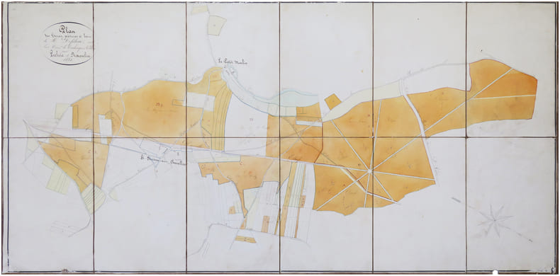  [EURE] Plan des terres, p&acirc;tures et bois de M. Lef&egrave;bvre, sur les com.nes de Coulonges et Villez.. LECLERC & ROUSSELIN.