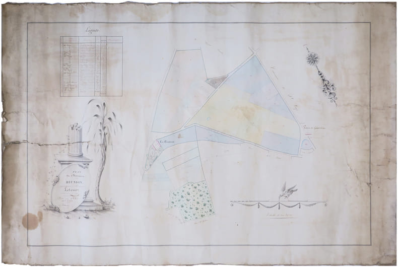  [NI&Egrave;VRE] Plan du domaine de la R&eacute;union, appartenant &agrave; Monsieur Leteur, ancien avou&eacute; &agrave; Cosne. . LAHAUSSOIS.