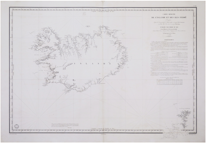  [ISLANDE/ÎLES FÉROÉ] Carte réduite de l'Islande et des îles Feroë .. BORN (Christian Ludwig Ulrich von) & LØVENØRN (Poul de).