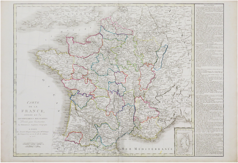  Carte de la France divisée en 32 gouvernemens militaires.. PHÉLIPEAU (René).