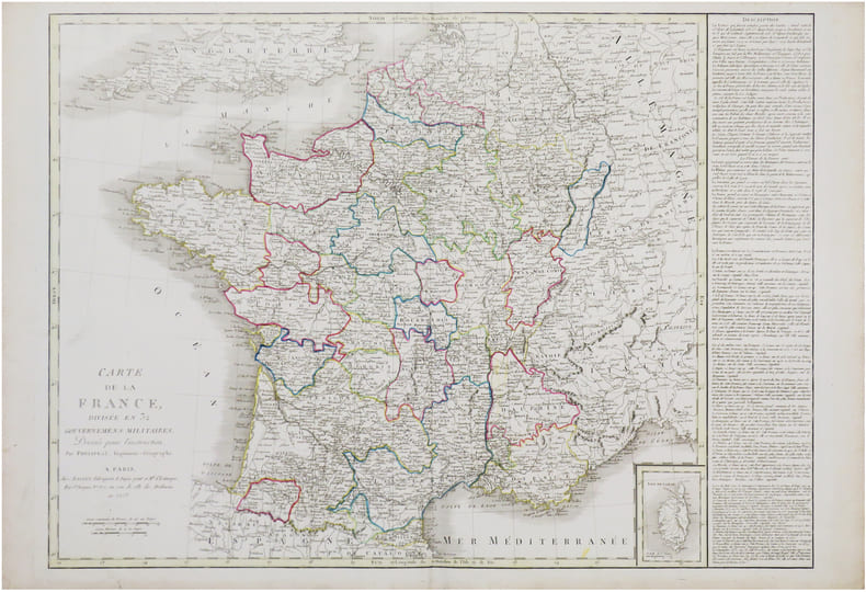  Carte de la France divis&eacute;e en 32 gouvernemens militaires.. PH&Eacute;LIPEAU (Ren&eacute;).