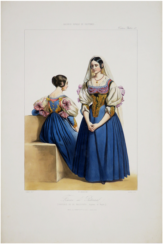  Galerie royale de costumes. Costumes italiens. Femme de Potenza (Province de la Basilicata, Royaume de Naples).. PINGRET (Edouard).