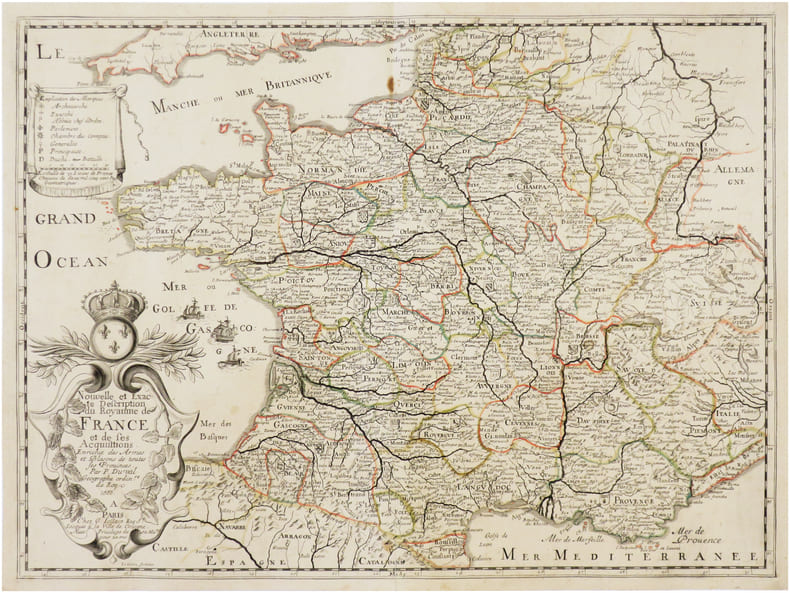  Nouvelle et exacte description du royaume de France et de ses acquisitions. Enrichie des armes et blasons de toutes ses provinces.. DUVAL (Pierre) & ...