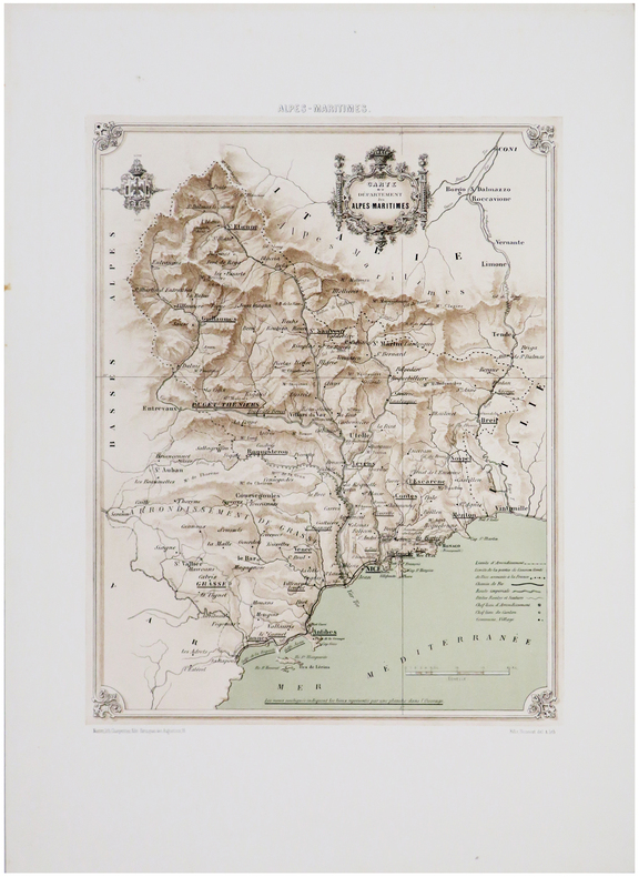 [ALPES-MARITIMES] Carte du département des Alpes-Maritimes.. BENOIST (Félix).