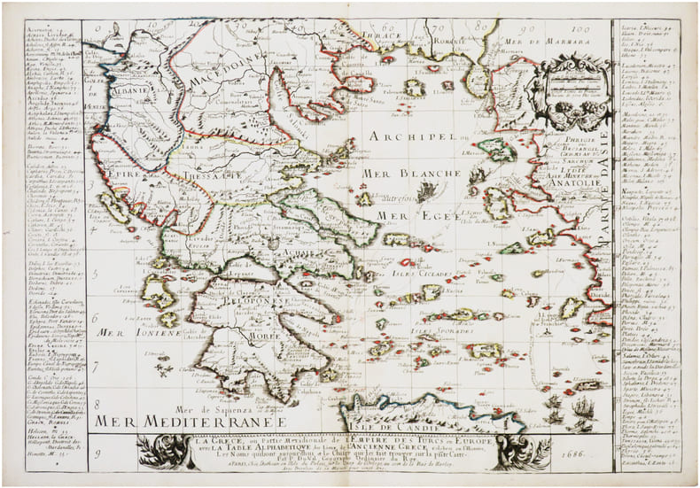  [MER &Eacute;G&Eacute;E] La Gr&egrave;ce, ou partie m&eacute;ridionale de l'empire des Turcs en Europe, avec la table alphab&eacute;tique des lieux de l'ancienne Gr&egrave;ce c&eacute;l&egrave;bres en ...