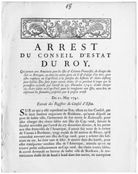 Arrest du conseil d'estat du roy, qui permet aux armateurs pour les isles & colonies françoises, de charger des sels en Bretagne, ou dans les autres ports où il est d'usage d'en tirer, pour estre employez au Cad-Verd, à la salaison des bestiaux & chairs destinez pour lesdites isles sans payer aucun droits.
