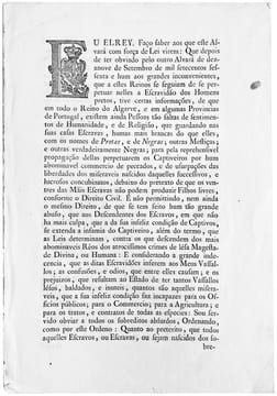 [Loi sur l'affranchissement des fils d'esclaves].. PORTUGAL — JOSE Ier.