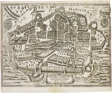  [BRETAGNE] Rennes ville capitale de Bretagne et siège du Parlement.. ARGENTRÉ de LA BOISSIÈRE (Charles d') & ARGENTRÉ (Bertrand d').