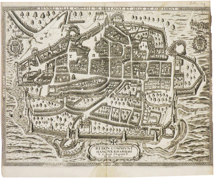  [BRETAGNE] Rennes ville capitale de Bretagne et si&egrave;ge du Parlement.. ARGENTR&Eacute; de LA BOISSI&Egrave;RE (Charles d') & ARGENTR&Eacute; (Bertrand d').