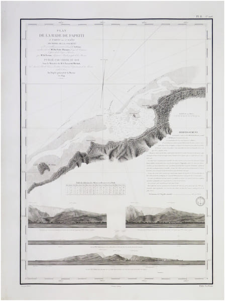  [POLYN&Eacute;SIE FRAN&Ccedil;AISE/TAHITI] Plan de la rade de Papeiti &agrave; Tahiti ou O-Ta&iuml;ti (archipel de la Soci&eacute;t&eacute;).. DU PETIT-THOUARS (Louis-Marie Aubert).