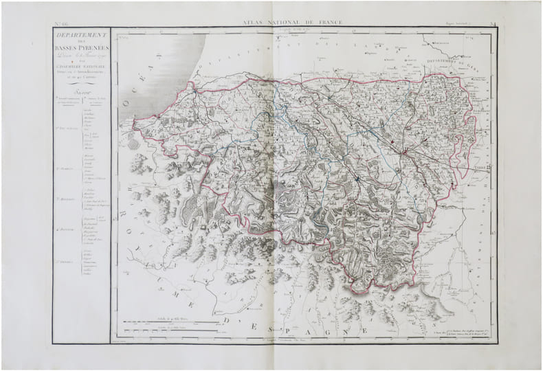  [PYR&Eacute;N&Eacute;ES-ATLANTIQUES] D&eacute;partement des Basses Pyren&eacute;es d&eacute;cr&eacute;t&eacute; le 8 f&eacute;vrier 1790 par l’Assembl&eacute;e Nationale.. CHANLAIRE (Pierre-Gr&eacute;goire) & MENTELLE ...