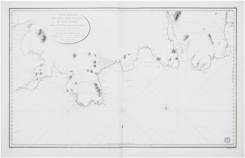  [ISLANDE] Carte réduite des côtes septentrionales d'Islande depuis l'île Malmey jusqu'au cap Langanæs.. LØVENØRN (Poul de).