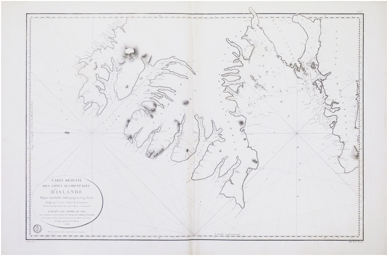  [ISLANDE] Carte réduite des côtes occidentales d'Islande depuis Sneefields Jökel jusqu'au Cap Nord.. LØVENØRN (Poul de).