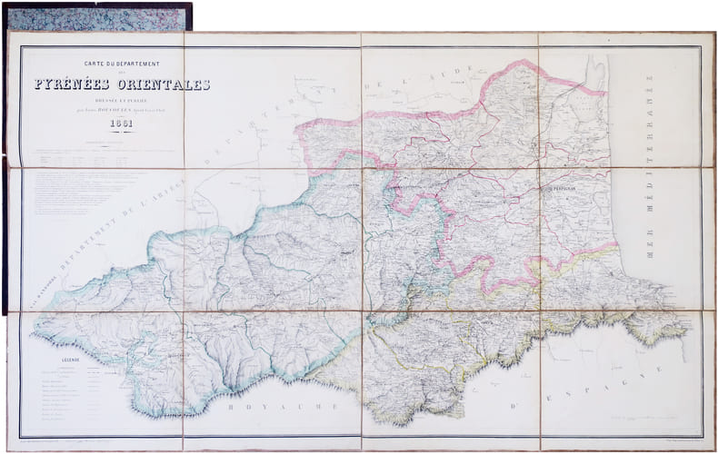  [PYR&Eacute;N&Eacute;ES-ORIENTALES] Carte du d&eacute;partement des Pyr&eacute;n&eacute;es Orientales.. ROUCOULES (Louis).