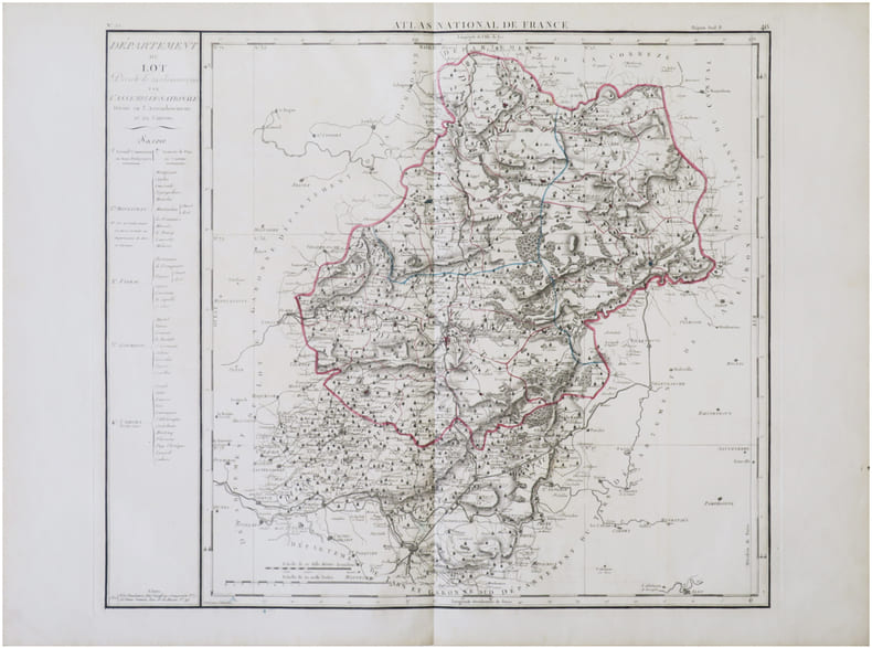  [LOT] D&eacute;partement du Lot d&eacute;cr&eacute;t&eacute; le 29 janvier 1790 par l’Assembl&eacute;e Nationale.. CHANLAIRE (Pierre-Gr&eacute;goire) & MENTELLE (Edm&eacute;).