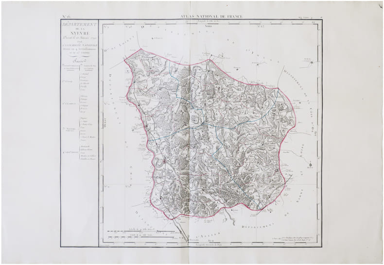  [NI&Egrave;VRE] D&eacute;partement de la Ny&egrave;vre d&eacute;cr&eacute;t&eacute; le 26 janvier 1790 par l’Assembl&eacute;e Nationale.. CHANLAIRE (Pierre-Gr&eacute;goire) & MENTELLE (Edm&eacute;).