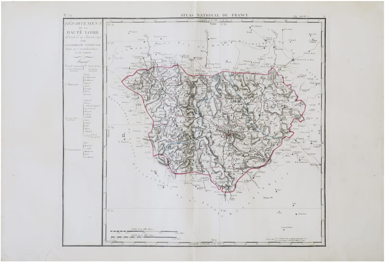  [HAUTE-LOIRE] D&eacute;partement de la Haute Loire d&eacute;cr&eacute;t&eacute; le 29 janvier 1790 par l’Assembl&eacute;e Nationale.. CHANLAIRE (Pierre-Gr&eacute;goire) & MENTELLE (Edm&eacute;).