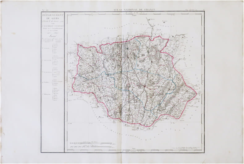  [GERS] D&eacute;partement du Gers d&eacute;cr&eacute;t&eacute; le 28 janvier 1790 par l’Assembl&eacute;e Nationale.. CHANLAIRE (Pierre-Gr&eacute;goire) & MENTELLE (Edm&eacute;).