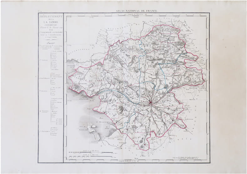  [LOIRE-ATLANTIQUE] D&eacute;partement de la Loire Inf&eacute;rieure d&eacute;cr&eacute;t&eacute; le 30 janvier 1790 par l’Assembl&eacute;e Nationale.. CHANLAIRE (Pierre-Gr&eacute;goire) & MENTELLE ...