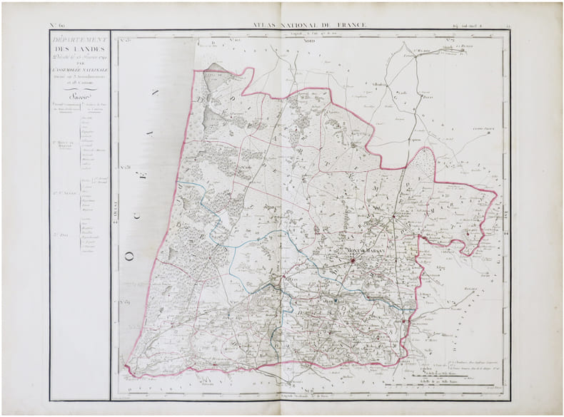  [LANDES] D&eacute;partement des Landes d&eacute;cr&eacute;t&eacute; le 15 f&eacute;vrier 1790 par l’Assembl&eacute;e Nationale.. CHANLAIRE (Pierre-Gr&eacute;goire) & MENTELLE (Edm&eacute;).