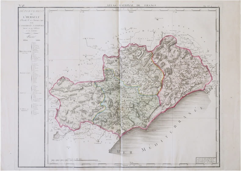  [H&Eacute;RAULT] D&eacute;partement de l’H&eacute;rault d&eacute;cr&eacute;t&eacute; le 22 janvier 1790 par l’Assembl&eacute;e Nationale.. CHANLAIRE (Pierre-Gr&eacute;goire) & MENTELLE (Edm&eacute;).