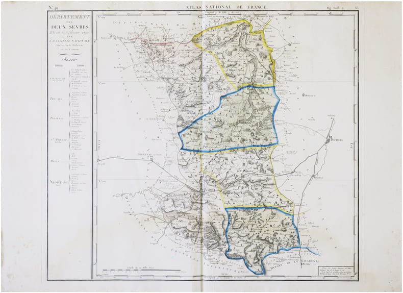  [DEUX-S&Egrave;VRES] D&eacute;partement des Deux S&egrave;vres d&eacute;cr&eacute;t&eacute; le 3 f&eacute;vrier 1790 par l’Assembl&eacute;e Nationale.. CHANLAIRE (Pierre-Gr&eacute;goire) & MENTELLE (Edm&eacute;).