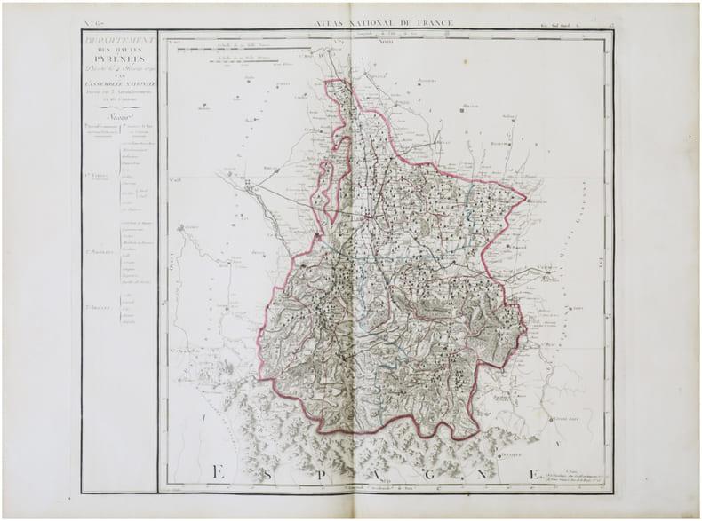  [HAUTES-PYR&Eacute;N&Eacute;ES] D&eacute;partement des Hautes Pyr&eacute;n&eacute;es d&eacute;cr&eacute;t&eacute; le 4 f&eacute;vrier 1790 par l’Assembl&eacute;e Nationale.. CHANLAIRE (Pierre-Gr&eacute;goire) & MENTELLE ...