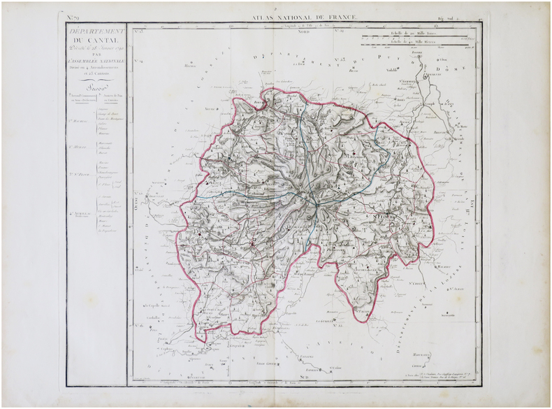  [CANTAL] Département du Cantal décrété le 28 janvier 1790 par l’Assemblée Nationale.. CHANLAIRE (Pierre-Grégoire) & MENTELLE (Edmé).