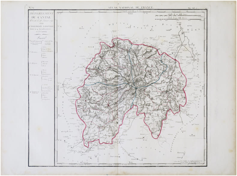  [CANTAL] D&eacute;partement du Cantal d&eacute;cr&eacute;t&eacute; le 28 janvier 1790 par l’Assembl&eacute;e Nationale.. CHANLAIRE (Pierre-Gr&eacute;goire) & MENTELLE (Edm&eacute;).