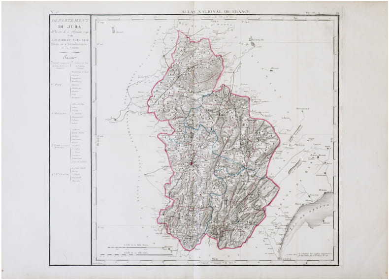  [JURA] D&eacute;partement du Jura d&eacute;cr&eacute;t&eacute; le 5 f&eacute;vrier 1790 par l’Assembl&eacute;e Nationale.. CHANLAIRE (Pierre-Gr&eacute;goire) & MENTELLE (Edm&eacute;).