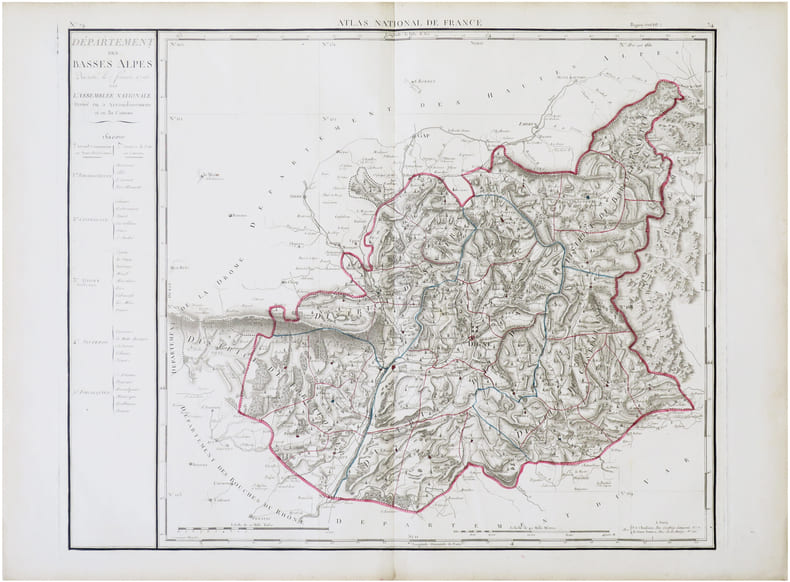  [ALPES-de-HAUTE-PROVENCE] D&eacute;partement des Basses Alpes d&eacute;cr&eacute;t&eacute; le 7 f&eacute;vrier 1790 par l’Assembl&eacute;e Nationale.. CHANLAIRE (Pierre-Gr&eacute;goire) & MENTELLE ...