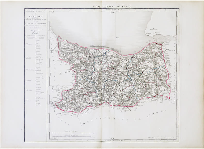  [CALVADOS] D&eacute;partement du Calvados d&eacute;cr&eacute;t&eacute; le 5 f&eacute;vrier 1790 par l’Assembl&eacute;e Nationale.. CHANLAIRE (Pierre-Gr&eacute;goire) & MENTELLE (Edm&eacute;).