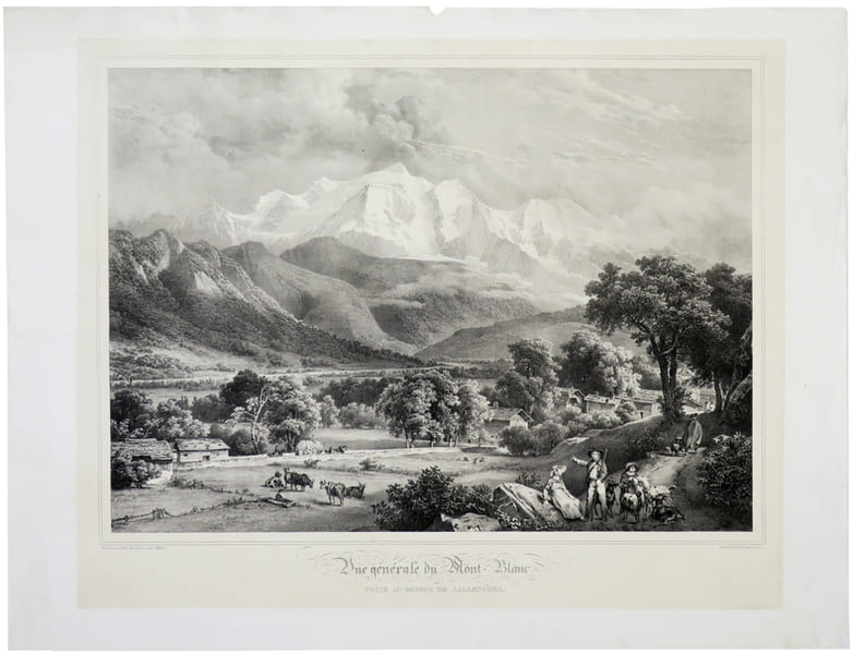  Vue g&eacute;n&eacute;rale du Mont-Blanc prise au-dessus de Sallenches.. VILLENEUVE (Jules-Louis-Fr&eacute;d&eacute;ric).