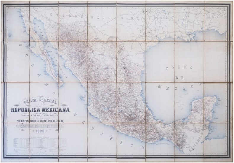  [MEXIQUE] Carta general de la Republica Mexicana formada en el ministerio de Fomento con los datos mas recientes por disposicion del secretario del ...