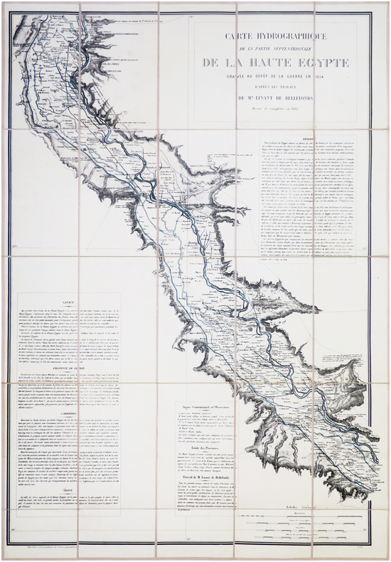  [HAUTE-ÉGYPTE] Carte hydrographique de la partie septentrionale de la Haute Égypte gravée au Dépôt de la Guerre en 1854 d'après les travaux de M.r ...
