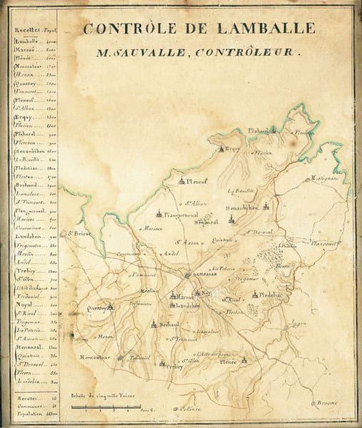 Contr&ocirc;le de Lamballe. M. Sauvalle, contr&ocirc;leur.. SAUVALLE. MANUSCRIT.