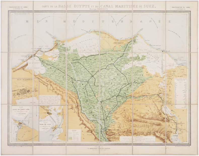  [CANAL de SUEZ] Carte de la Basse Égypte et du canal maritime de Suez, dressée par Desbuissons.. DESBUISSONS (Édouard) & ANDRIVEAU-GOUJON (Eugène).