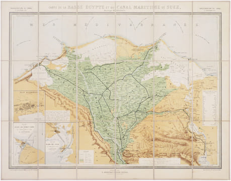  [CANAL de SUEZ] Carte de la Basse Égypte et du canal maritime de Suez, dressée par Desbuissons.. DESBUISSONS (Édouard) & ANDRIVEAU-GOUJON (Eugène).
