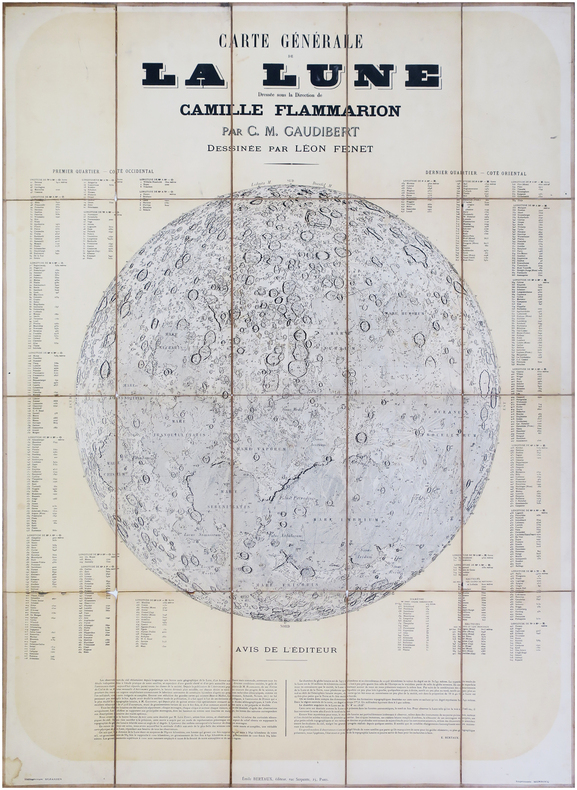  [LUNE] Carte générale de la Lune dressée sous la direction de Camille Flammarion par C.M. Gaudibert, dessinée par Léon Fenet.. GAUDIBERT (Casimir ...